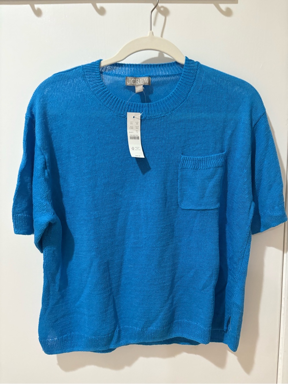 J. Crew Vibrant Blue Short Sleeve Knit Sweater